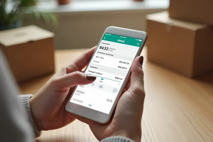 Gros plan d'un smartphone affichant une notification de remboursement en attente sur une application de vente entre particuliers après un colis non récupéré